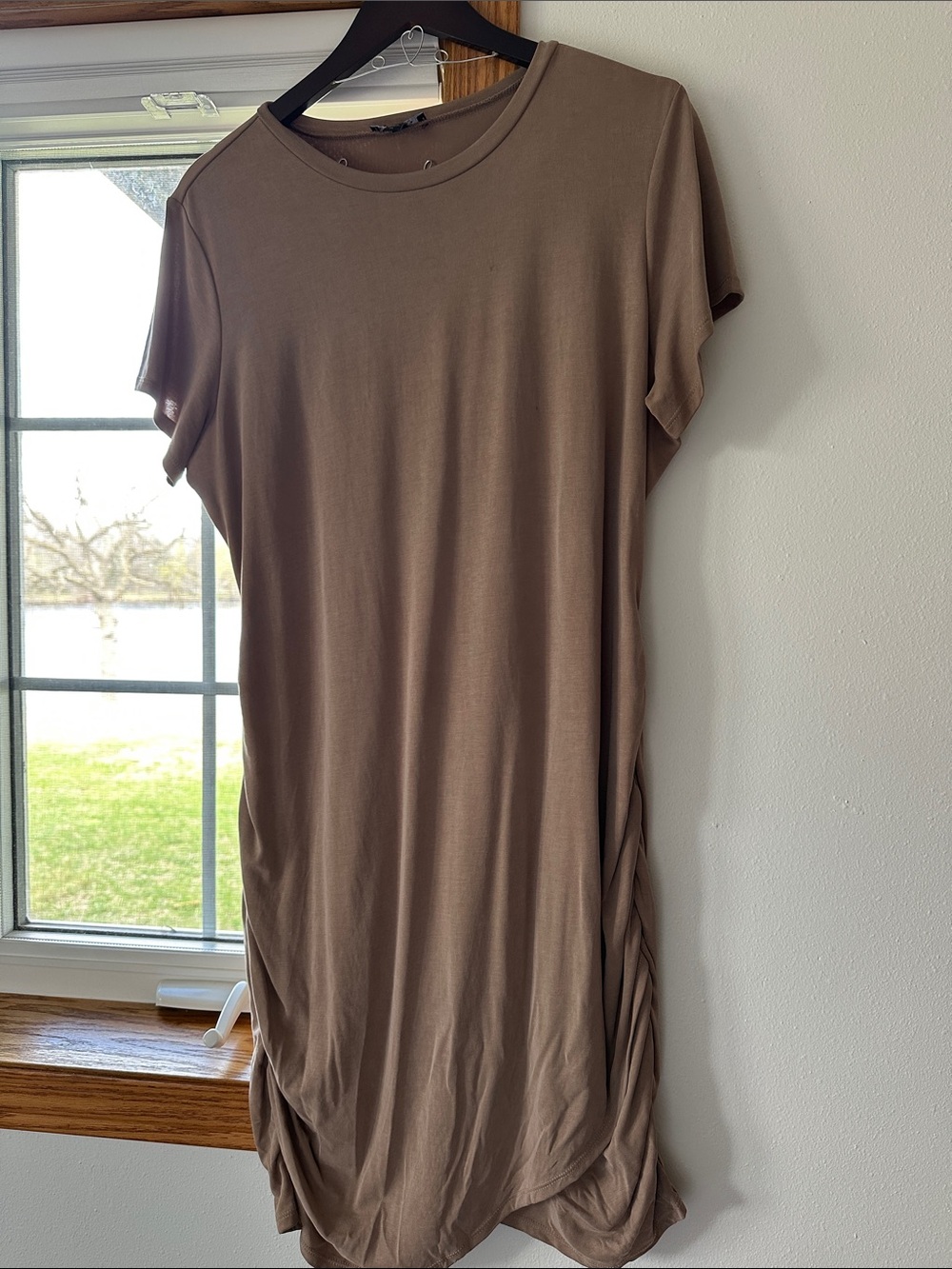 Short Sleeve Tee Dress in Taupe